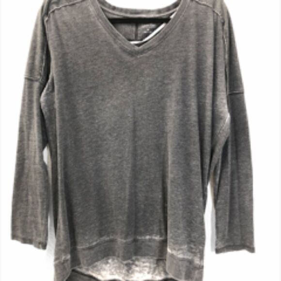 Calvin Klein Grey Long Sleeved Burn out, High Low - Picture 1 of 5